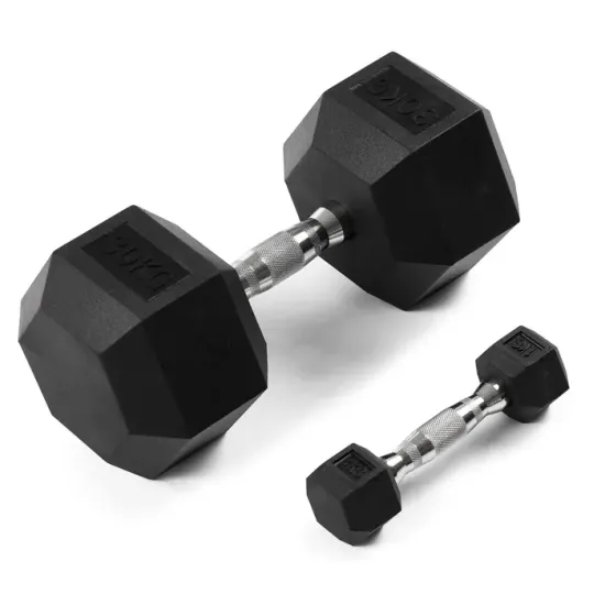 HAMMER Hexagon dumbbell met rubbercoating