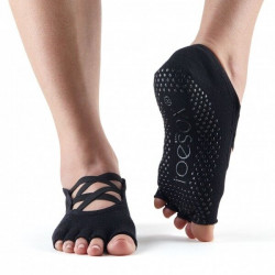 Toesox anti slip sokken Elle zonder tenen zwart S/M