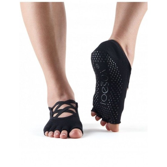 Toesox anti slip sokken Elle zonder tenen zwart S/M