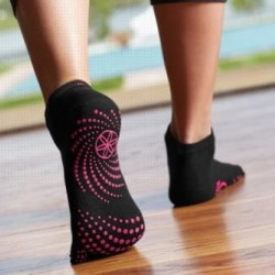 Gaiam Antislip Sokken met Tenen Zwart met Roze Stippen