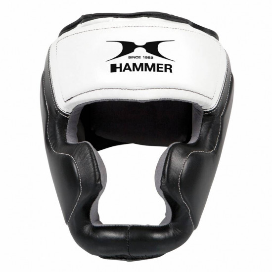rijk Massage gek geworden Hammer Boxing HOOFDBESCHERMER Sparring - leer - Zwart/WitMaat S/M - H 87014