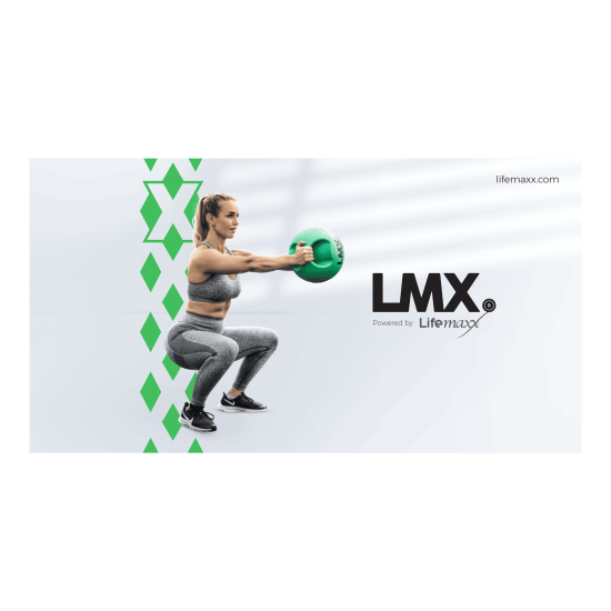 Verhoog de sfeer in je studio of gym met de LMX.® banner van stevig pvc doek en stalen ringen, maat L300 x H160 cm.
