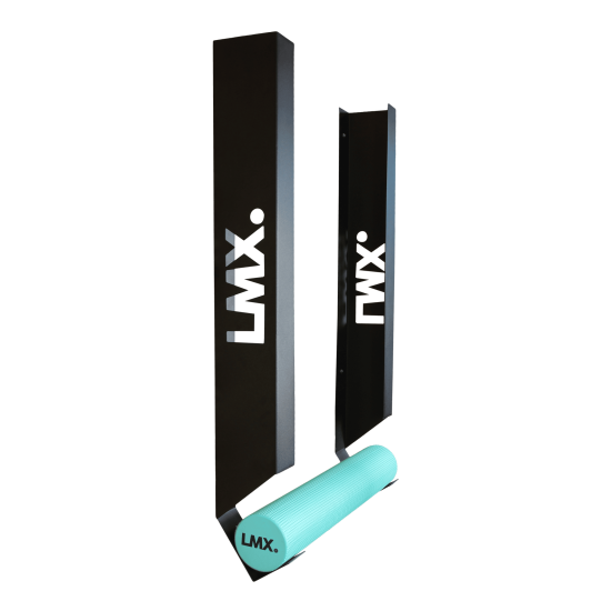 Foam roller opslag muurbeugel LMX.® - 9 rollers Ideale muurbeugel voor 9 foam rollers. Geschikt voor LMX1610, LMX1611, en LMX1612. Van staal, zwart, hoogte 133cm.