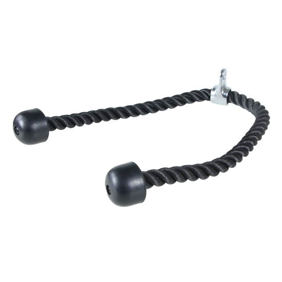 LMX19 Tricep Rope XL 100cm - Lifemaxx® Ontdek de LMX19 Tricep Rope XL van 100cm, gemaakt van sterk zwart nylon met rubberen stoppen voor extra grip en comfort.