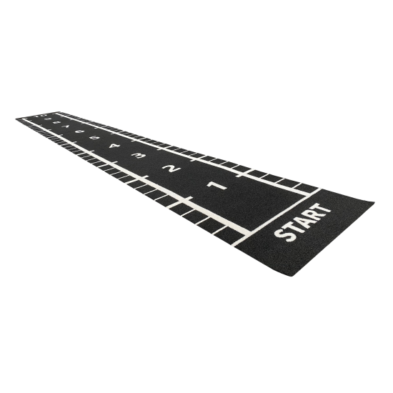 Hoge kwaliteit kunstgras sprinttrack 1,5 x 11m met startaanduiding en hoge vezeldichtheid, perfect voor intensief gebruik in gyms.