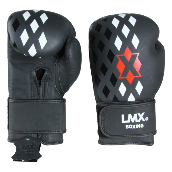 Hoogwaardige LMX.® bokshandschoenen van leer met goede schokabsorptie. Geschikt voor beginners en gevorderden in maten 10oz tot 16oz.