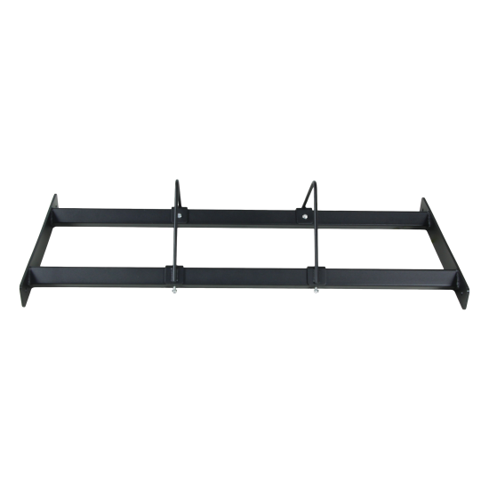 Modulaire Crossmaxx® Storage plate shelf van 120cm voor het opbergen van bumper plates, met een robuust ontwerp en matte zwarte kleur.