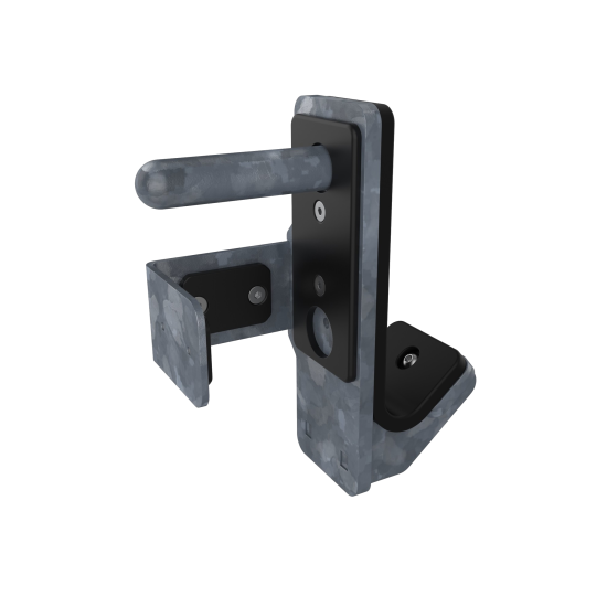 Modulaire Crossmaxx® Outdoor J-hook set met PVC beschermlaag, geschikt voor outdoor upright stands. Ideaal voor diverse buitentrainingen en homegym setups.